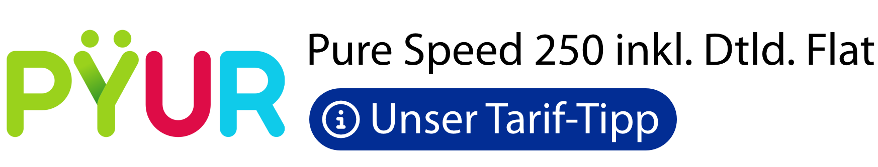 PYUR-Logo mit Hinweis „Unser Tarif-Tipp“