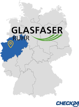 Karte zur Glasfaser Ruhr Verfügbarkeit