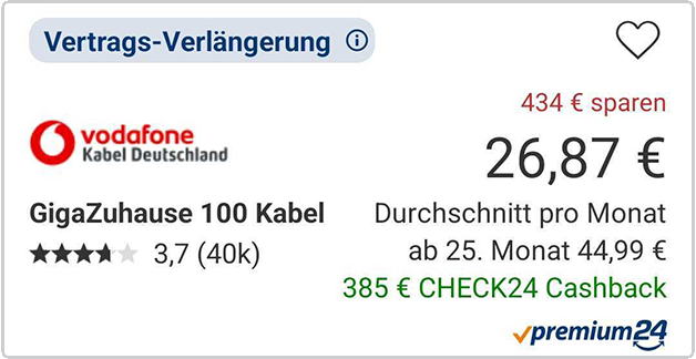 Vertragsverlängerung im CHECK24 Internet-Vergleich