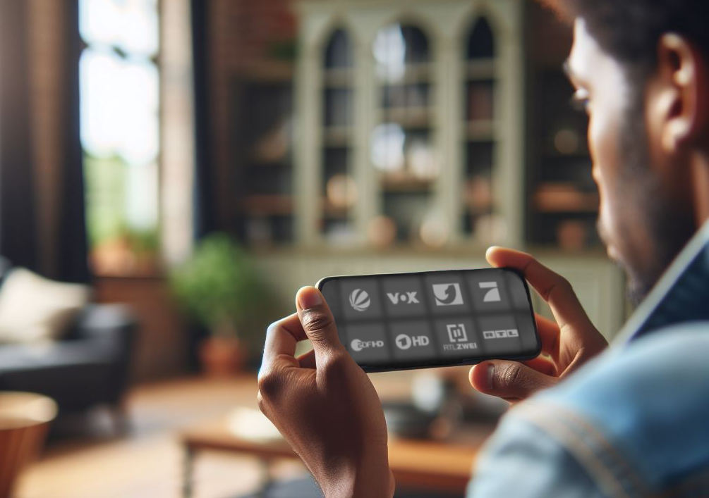Mann schaut sich TV-Sender an. © Microsoft Copilot