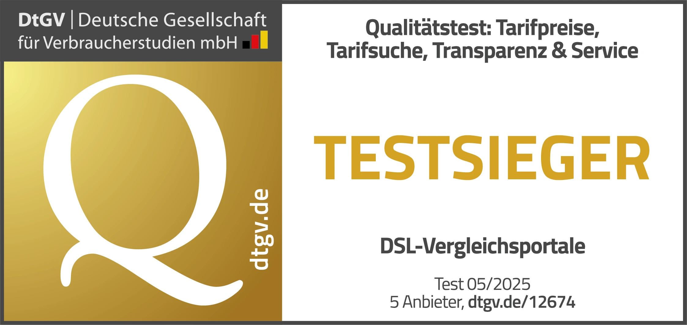 DtGV: Bestes DSL-Vergleichsportal